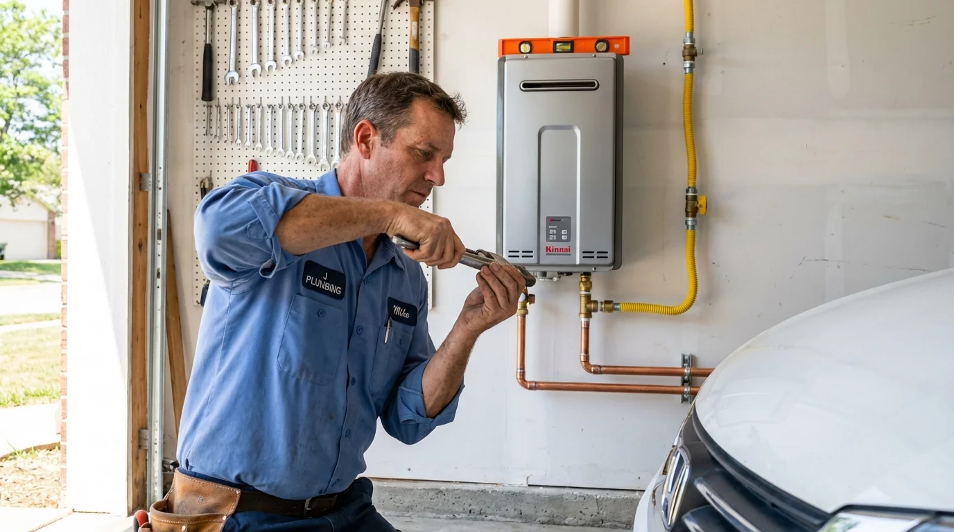 Tankless water heater installation by a Johns Plumbing LLC plumber in San Dimas